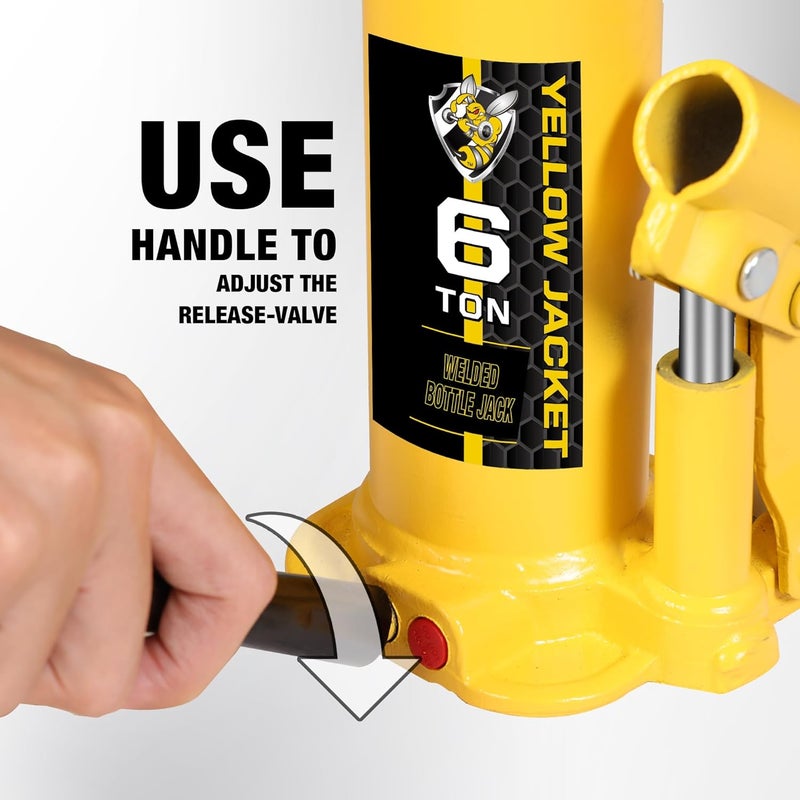 Yellow Jacket Bottle Jack 6 Ton Muti-Directional Welded Car Jack with Carrying Case and Pump Handle, Fit Use for Automotive Sedans, Yellow - Image 5